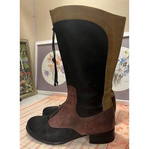 John Fluevog Encourage Kathryn Black Calf Leather Front Zip Vtg Boots Women's 10